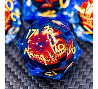 ARUOHHA Gazes Eye Dice DND Resin Dice Liquid Core Flaming RPG Sharp Edged Dice Set with Gift Box, Red Polyhedral D and D Dice Set Compatible with Dungeons Dragons Role Playing Game D20 D12 D10 D8 D6