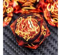 ARUOHHA Gazes Eye Dice DND Resin Dice Liquid Core Flaming RPG Sharp Edged Dice Set with Gift Box, Red Polyhedral D and D Dice Set Compatible with Dungeons Dragons Role Playing Game D20 D12 D10 D8 D6