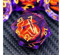 ARUOHHA Gazes Eye Dice DND Resin Dice Liquid Core Flaming RPG Sharp Edged Dice Set with Gift Box, Red Polyhedral D and D Dice Set Compatible with Dungeons Dragons Role Playing Game D20 D12 D10 D8 D6