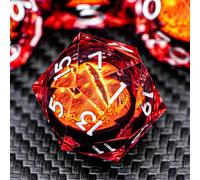 ARUOHHA Gazes Eye Dice DND Resin Dice Liquid Core Flaming RPG Sharp Edged Dice Set with Gift Box, Red Polyhedral D and D Dice Set Compatible with Dungeons Dragons Role Playing Game D20 D12 D10 D8 D6