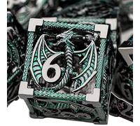 ARUOHHA Hollow DND Dice Set 7PCS Black Green Metal Dragons Dice with Gift Box, D and D Dice RPG Role Playing Games, Dungeons Polyhedral Dice Set D20 D12 D10 D8 D6 D4