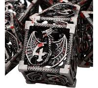 ARUOHHA Hollow DND Dice Set 7PCS Blood Metal Dragons Dice with Gift Box, D and D Dice RPG Role Playing Games Dungeons Polyhedral Dice Set D20 D12 D10 D8 D6 D4