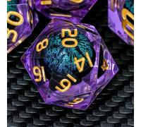 ARUOHHA Liquid Core DND Dice Set, 7pcs Resin Blue Sharp Edged Dragons Dice Compatible with D&D Role Playing Games, Handmade RPG Koi Fish Dungeons Polyhedral Dice Set D20 D12 D10 D8 D6 D4
