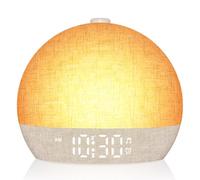 ARUQO Sunrise Alarm Clock Wake Up Light,White Noise Machine with 30 Soothing Sounds,12 Color Lights,Sleeping Timer, Stepless Dimmer Digital Bedside Lamp, Alarm Clock for Heavy Sleepers (Yellow)