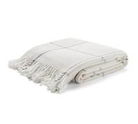 Arus Highlands Collection Tartan Plaid Design Queen Size Throw Blanket Off-White 60" X 80"