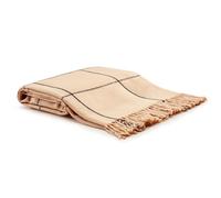 Arus Highlands Queen Size Collection Acrylic Blanket Plaid Pattern Throw Blanket Cream Navy Blue 152 x 203 cm