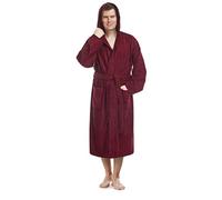 Arus Men's bathrobe with hood, 100% cotton terry, calf-length, L-XL, Burgundy