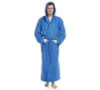 Arus Men's bathrobe with hood, 100% cotton terry, extra long, L-XL long, Royal Blue