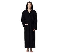 Arus Men's bathrobe with hood, 100% cotton terry, extra long, S-M long, Black