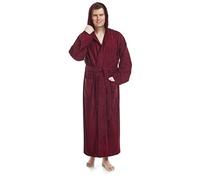 Arus Men's bathrobe with hood, 100% cotton terry, extra long, S-M long, Burgundy