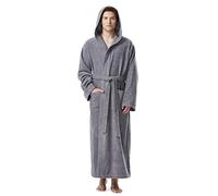 Arus Men's bathrobe with hood, 100% cotton terry, extra long, S-M long, Grey