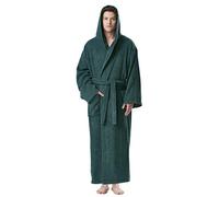 Arus Men's Hooded Classic Bathrobe Turkish Cotton Robe with Full Length Options, Dark Green, XX-L