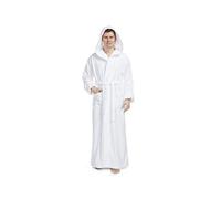 Arus Men's Hood'n Full Ankle Length Hooded Turkish Cotton Bathrobe, White, Large