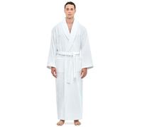 Arus Men's Shawl Collar Robe, Turkish Terry Cotton Bathrobe with Regular and Full Length Options, White, XX-Large Extra Tall