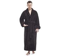 Arus Men's Shawl Long Fleece Robe, Turkish Bathrobe - Brown - Large/X-Large