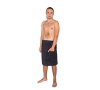 Arus Men's Towel Wrap, 100% Turkish Organic Terry Cotton, Black, P/S
