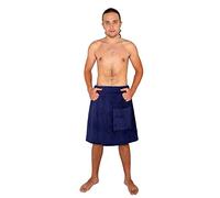 Arus Men's Towel Wrap, 100% Turkish Organic Terry Cotton, Navy Marine, P/S