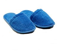 Arus Men's Turkish Organic Terry Cotton Cloth Spa Slippers One Size Royal Blue with Black Sole
