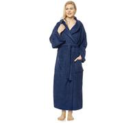Arus Women`s bathrobe with hood,ankle length, 100% cotton terry towelling, marine, S-M Long