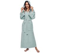 Arus Women`s bathrobe with hood,ankle length, 100% cotton terry towelling, sea foam, S-M Long