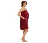 Arus Women's Bathrobe GOTS Certified Organic 100% Turkish Terry Cotton Robe Adjustable Closure Bath Wrap, Burgundy, Large