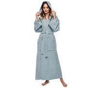 Arus Women's Hooded Classic Bathrobe Turkish Cotton Robe with Full Length Options - green - Small