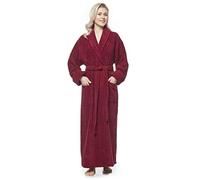 Arus Women's Long Style Full Length Thick Shawl Collar Turkish Bathrobe, Burgundy, Large