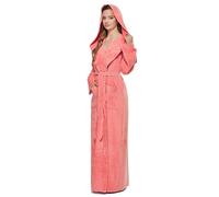 Arus Women's Princess Robe Ankle Long Hooded Lightweight Turkish Cotton Bathrobe, Coral, Large