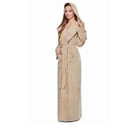 Arus Women's Princess Robe Ankle Long Hooded Lightweight Turkish Cotton Bathrobe, Latte, S