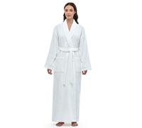 Arus Women's Shawl Collar Robe, Turkish Terry Cotton Bathrobe,with Regular and Full Length Options, White, L/XL
