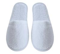 Arus Women's Turkish Organic Terry Cotton Slippers One Size, White with black sole., One Size