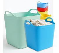 ARUUJ - 15L Square Flexi Tub - Small Flexible Storage Bucket, Horse Feed Container - Handled Indoor Plastic Trug, Laundry Toys Kitchen Basket, Rubble Container, Garden Lightweight Tubs, 15 Litre