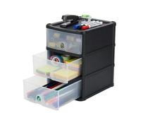 ARUUJ 1x 3 Drawers Plastic Storage Unit, 3 Tier Storage Box Oraginzer Tower Clear Drawers, Clear/Black A5 Small Mini Desktop Tabletop Organizer Modular Unit For Office Stationery A5 Paper 16180