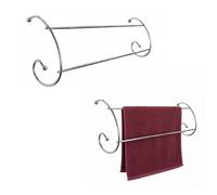 ARUUJ - 2 Bar Chrome Radiator Airer - 2 Tier Towel Hanger - Indoor Towel Cloth Drying Hanging Rail - Twin Rail Clothes Drying Rack - Radiator Mounted Hanger - Curved Two Bar Laundry Rail - 50x15cm (2)