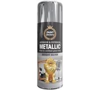 ARUUJ - 2x Metallic Silver Spray 400ML, For Wood, Metal, Plastic, DIY, Furniture, Automotive, Quick-Dry, Smooth Finish, High Coverage, Indoor Outdoor Use, Fast Drying Paint, Long Lasting Aerosol Can