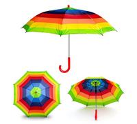 ARUUJ 3 Pcs Mini Rainbow Umbrella with Easy Push Button Opening, Lightweight Polyester, Durable Metal Rod, Comfortable Plastic Hook Handle, Ideal for Small Users, School, Nursery and Walking