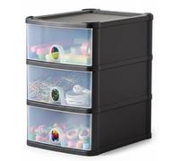 ARUUJ - 3 Tier Plastic Storage Drawers, Storage Tower With Clear Drawers, A5 Mini Desktop Tabletop Organizer, 3 Drawer Modular Unit, Small Chest Cabinet Drawers For Small Items A5 Paper (3)