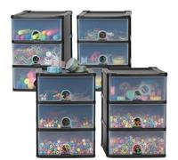 ARUUJ 4 Pack 3 Drawers Plastic Storage Unit, 3 Tier Storage Box Oraginzer Tower Clear Drawers, Clear/Black A5 Small Mini Desktop Tabletop Organizer Modular Unit For Office Stationery A5 Paper 16180
