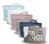 ARUUJ - 50L Flexible Laundry Basket - Clothes Washing Basket - Lightweight Storage Bucket - Easy Carry Flexi Basket - Plastic Basket With Carry Handles - Laundry Storage Hamper - Assorted Color (1)