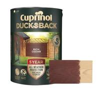 Aruuj 5L Ducksback Paint Rich Cedar, Fence Paint Extends Timber Life, Water Repellent Wood Treatment, Painting Shades Protects Against UV, Rain & Frost, Fast Drying Low Odour