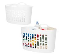 ARUUJ 8L/50L Flexible Laundry Basket, Plastic Bucket Attached Handles, Indoor Outdoor Handy Laundry Storage Tub, Stackable Flat Laundry Basket for Clothes, Garage, Garden Trugs, Easy Carry (8 Liter)