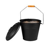 ARUUJ - Ash Bucket With Lid 10L, Metal Bucket For Ash, Logs, Fireplace Coal Conatiner With Handle, Wood Burner Accessories, Fireside Storage Bin, Charcoal Storage, 26.5cm (W) x 21cm (D) x 29cm (H)