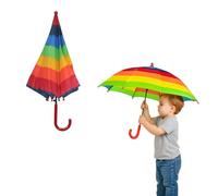 ARUUJ Kid’s Rainbow Umbrella, Durable Children’s Rain Umbrella With Colorful Canopy, Automatic Open Strong Metal 8 Ribs Safe Cover Tips, Child Brolly For School, Outdoor Travel 66cm Dia (2)