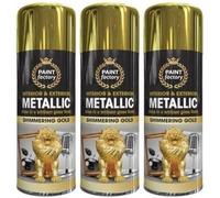ARUUJ - Multipurpose Spray Paint 400ML - Brilliant Gloss Finish Aerosol Sprays - Metallic Interior Exterior Paints - Long Lasting Quick Drying Effect - For Metal, Wood, Plastic (3, Shimmering Gold)