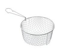 ARUUJ Round Chip Fryer Baskets, Stainless Steel Reuseable Mash Wire Basket, Deep Frying Strainer for French Fries Chips, Fish, Chicken, Nuggets Serving Kitchen Frying Pan with Long Handle (21cm)