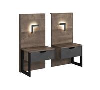 arvada grande matera oak wooden bedside cabinets in pair with led