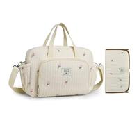 ARVALOLET Cotton Quilted Baby diaper bag with a bear motif Large with diaper pad and shoulder bag for travel and everyday life