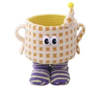 ARVALOLET Cotton Rope Storage Basket with Legs Desktop Storage Basket Tea Cup Head Basket Bin Creative for Living Room Kid's Room
