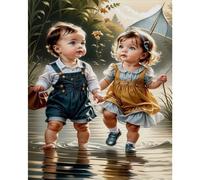 ARVALOLET Cross Stitch Kit Eco Cotton Thread 11CT Printed Girl Pattern Embroidery Art 40x50cm