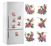 ARVALOLET DIY Diamond Painting Magnet Kits, 6/8/12 Pieces Fridge Magnet Stickers, Blue Pterosaur, Green Butterfly, Hummingbird